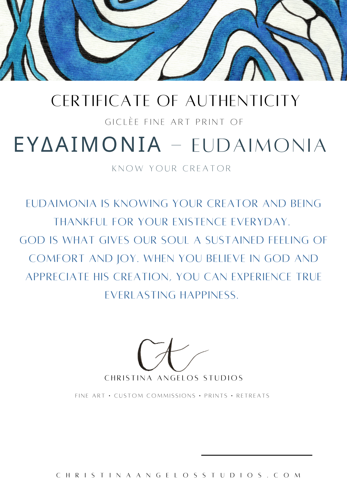 "ΕΥΔΑΙΜΟΝΙΑ - KNOW YOUR CREATOR” Giclée Fine Art Print