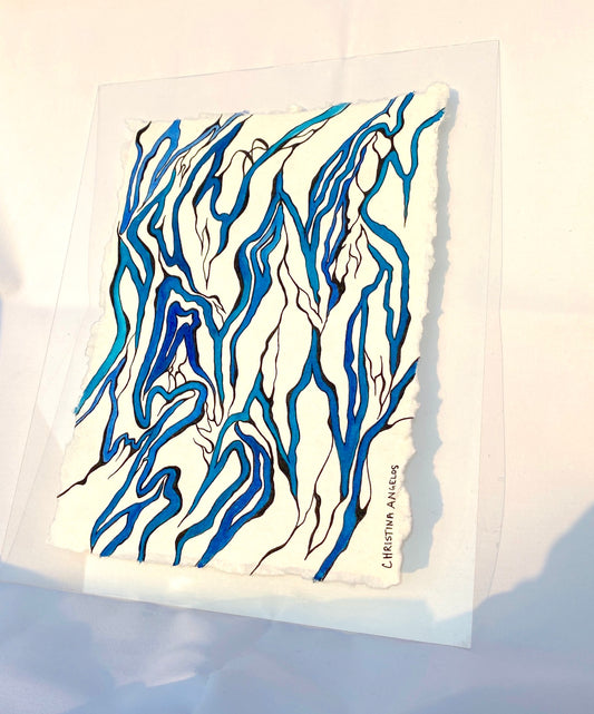 "ΕΥΔΑΙΜΟΝΙΑ - SUSTAINED HAPPINESS" Original Watercolor and Ink
