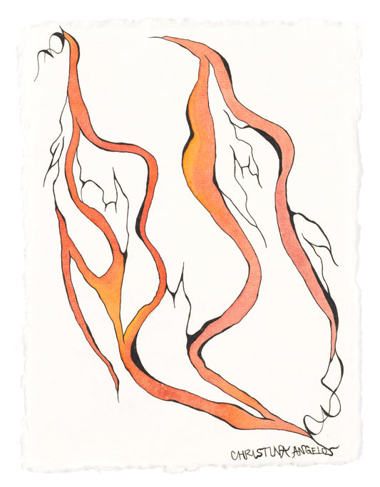"ΕΡΩΣ με ΦΙΛΊΑ - PASSION with FRIENDSHIP" Original Watercolor and Ink