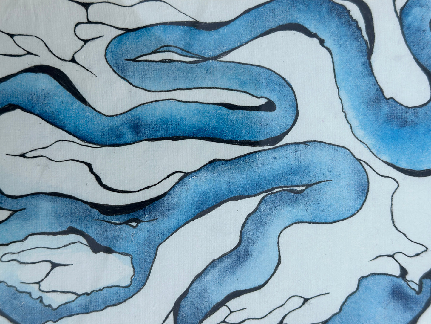 “Eudimonia” -An Original Watercolor on Paper in Gold Frame