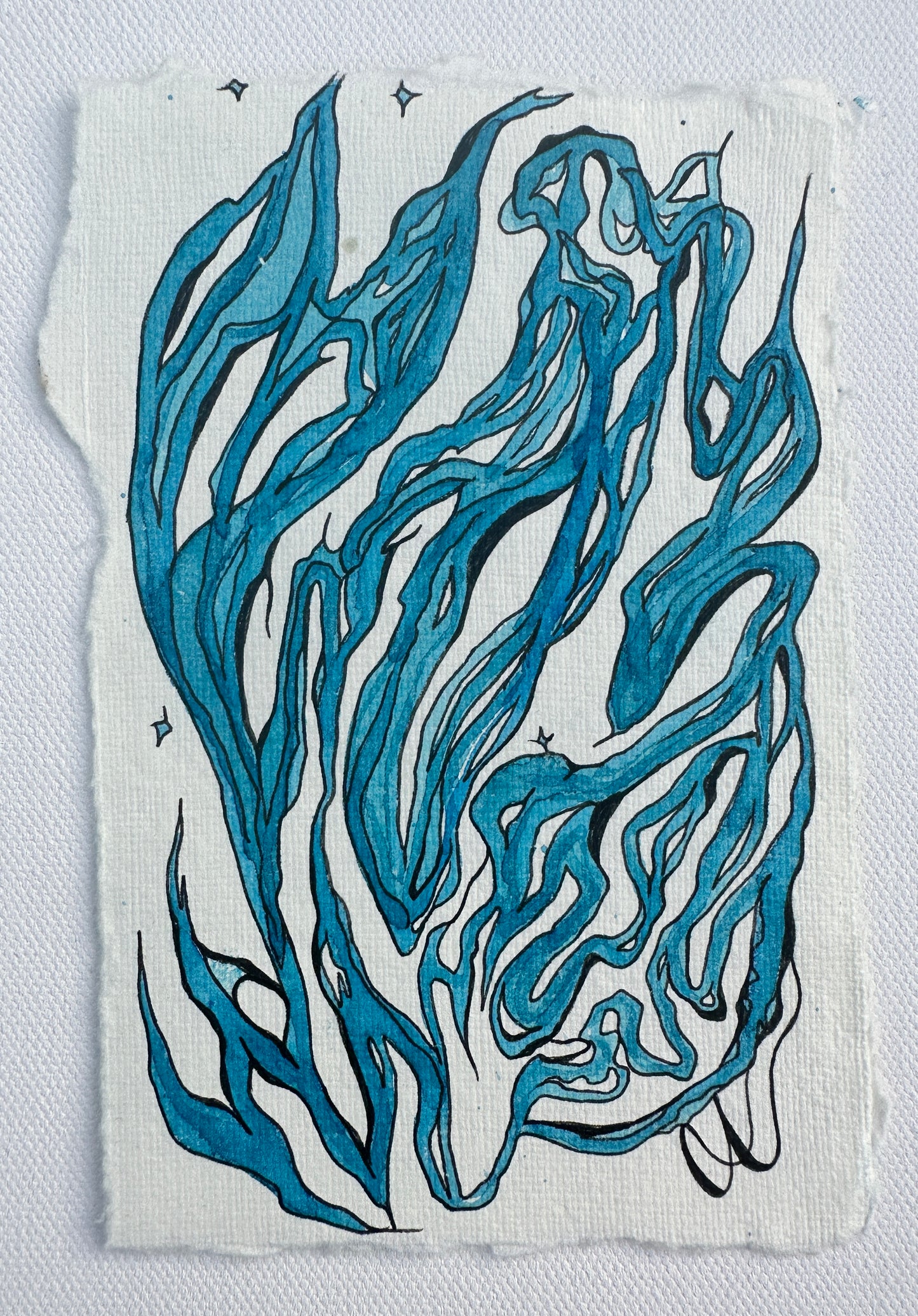 Blue blie - An Original Watercolor on Paper in clear acrylic frame