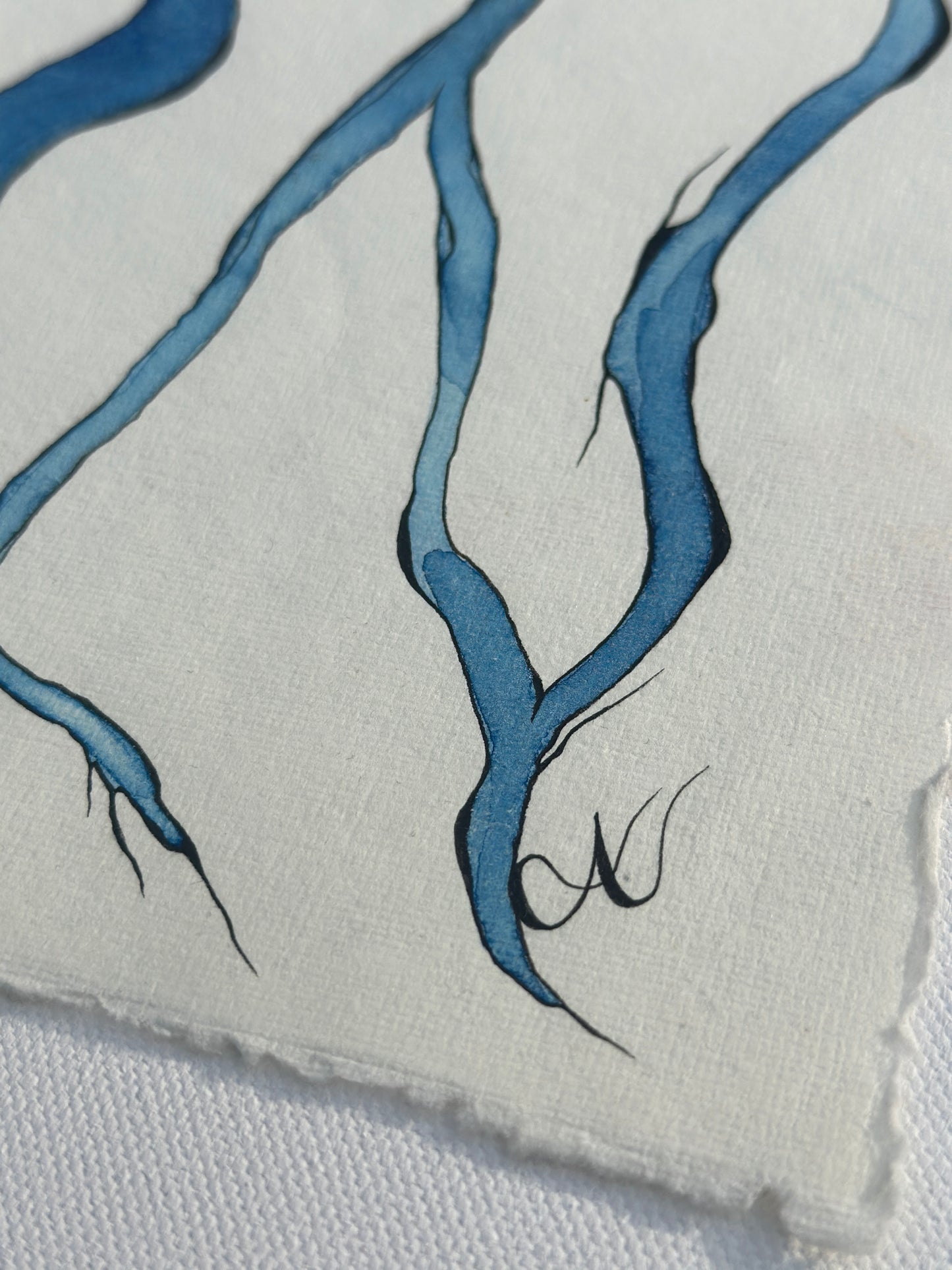 “Eudaimonia” - An Original Watercolor on Paper in custom black frame with museum glass