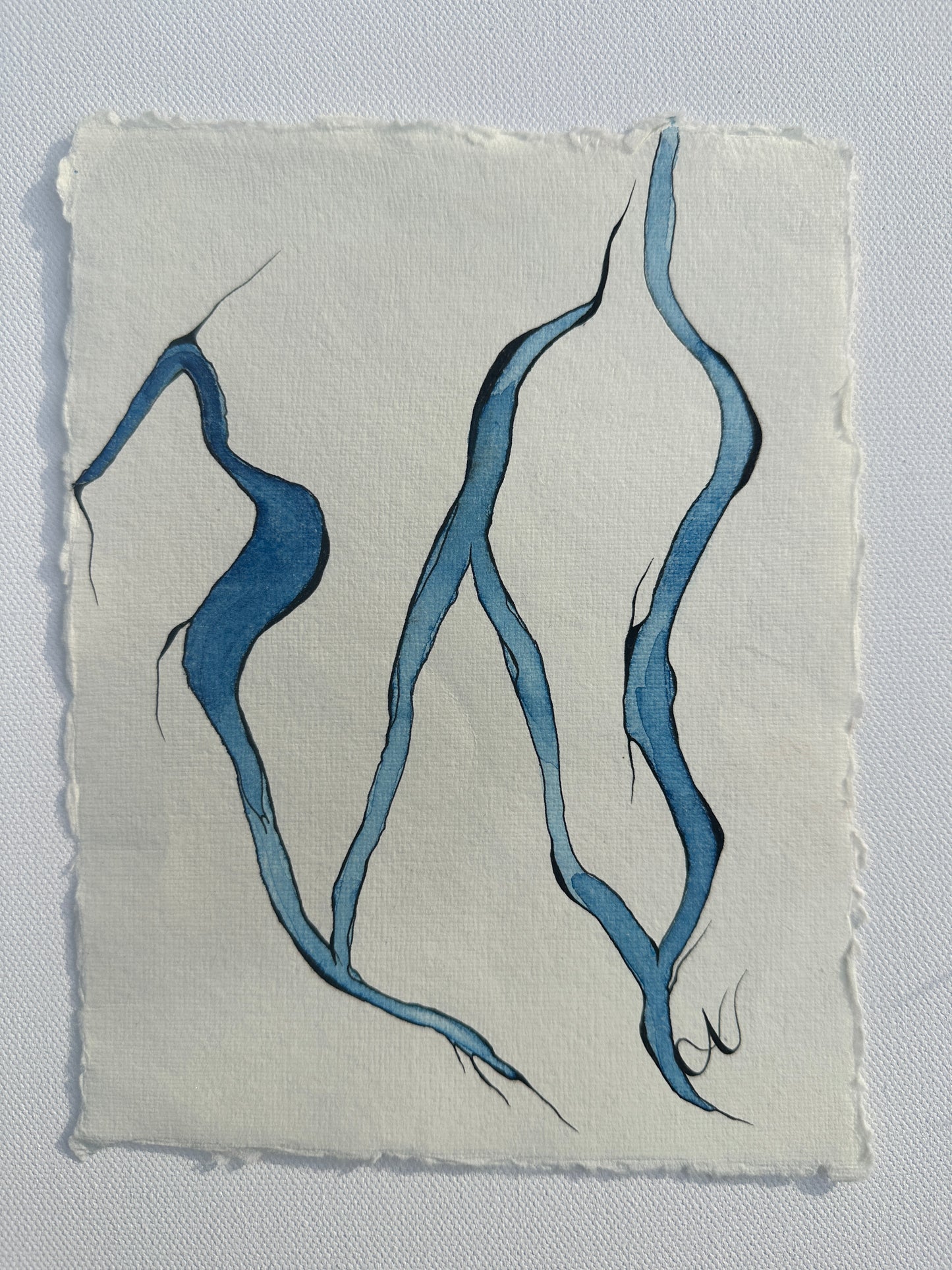 “Eudaimonia” - An Original Watercolor on Paper in custom black frame with museum glass