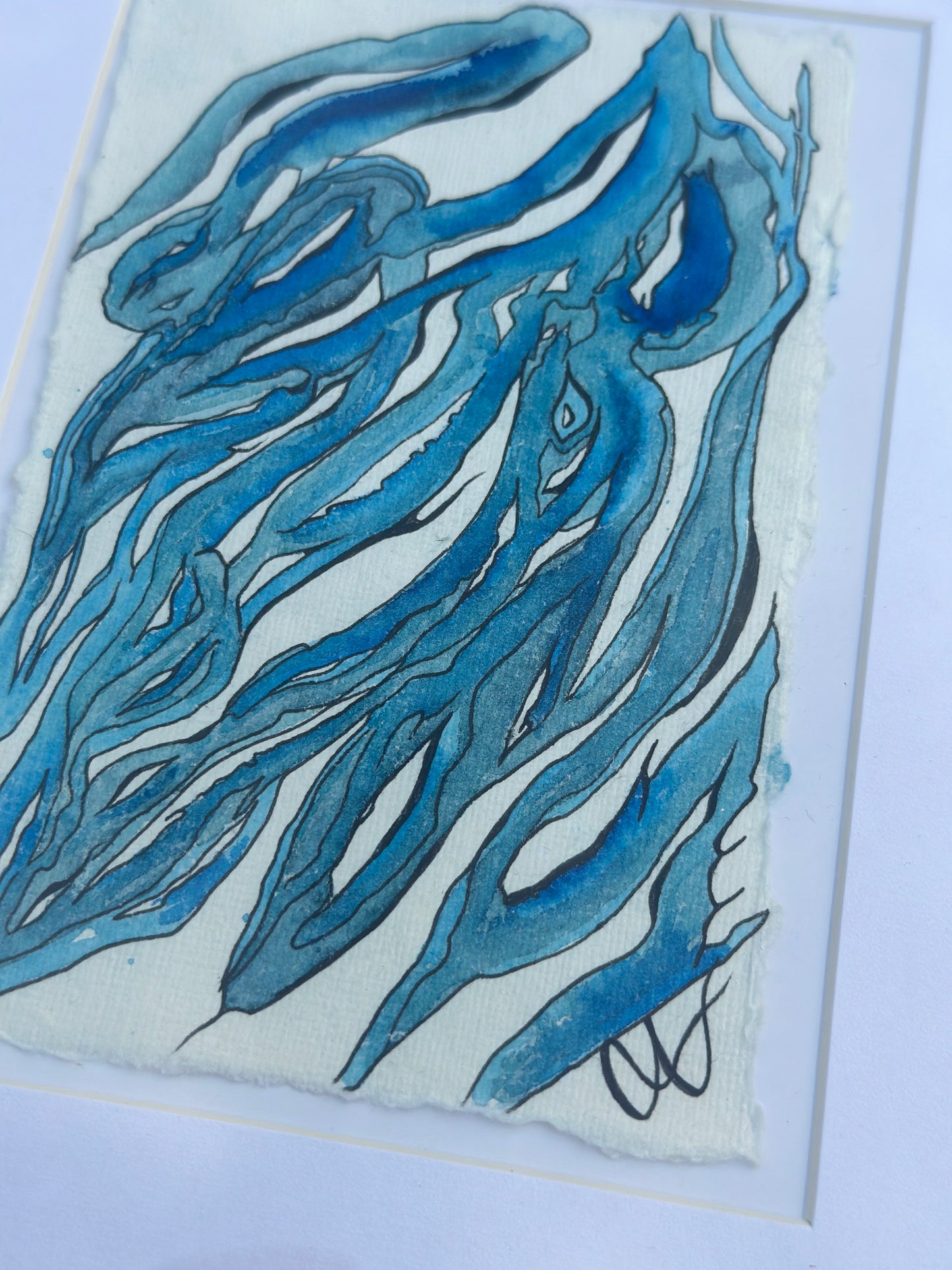 “Eudaimonia” - An Original Watercolor on Paper in clear acrylic frame
