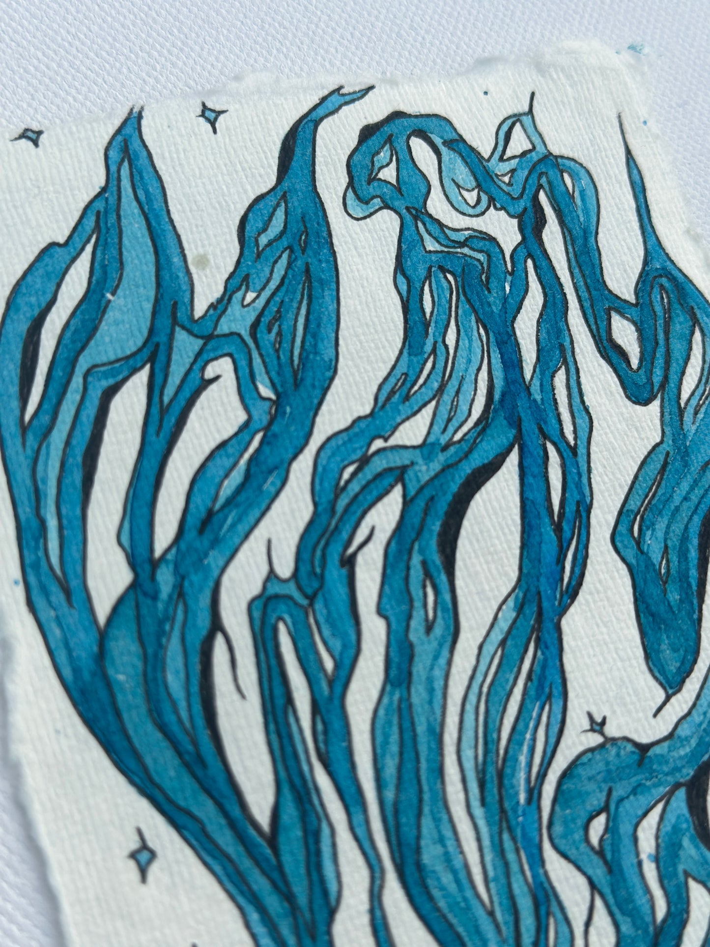 Blue blie - An Original Watercolor on Paper in clear acrylic frame