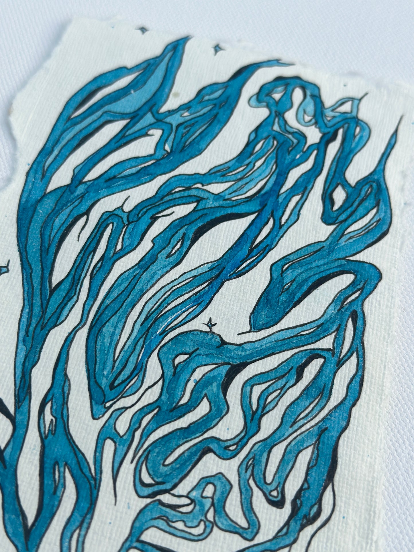 Blue blie - An Original Watercolor on Paper in clear acrylic frame