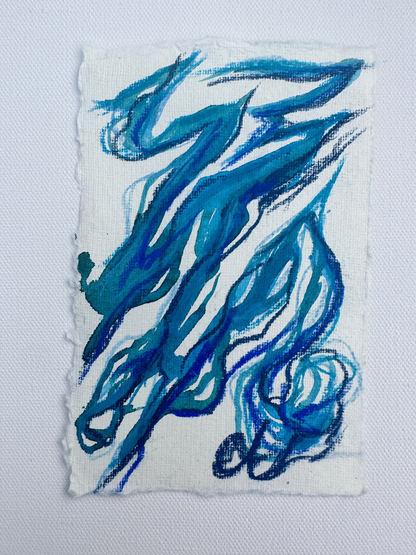 “Misty Storm ” - An Original Watercolor & Pastel on Paper in clear acrylic frame