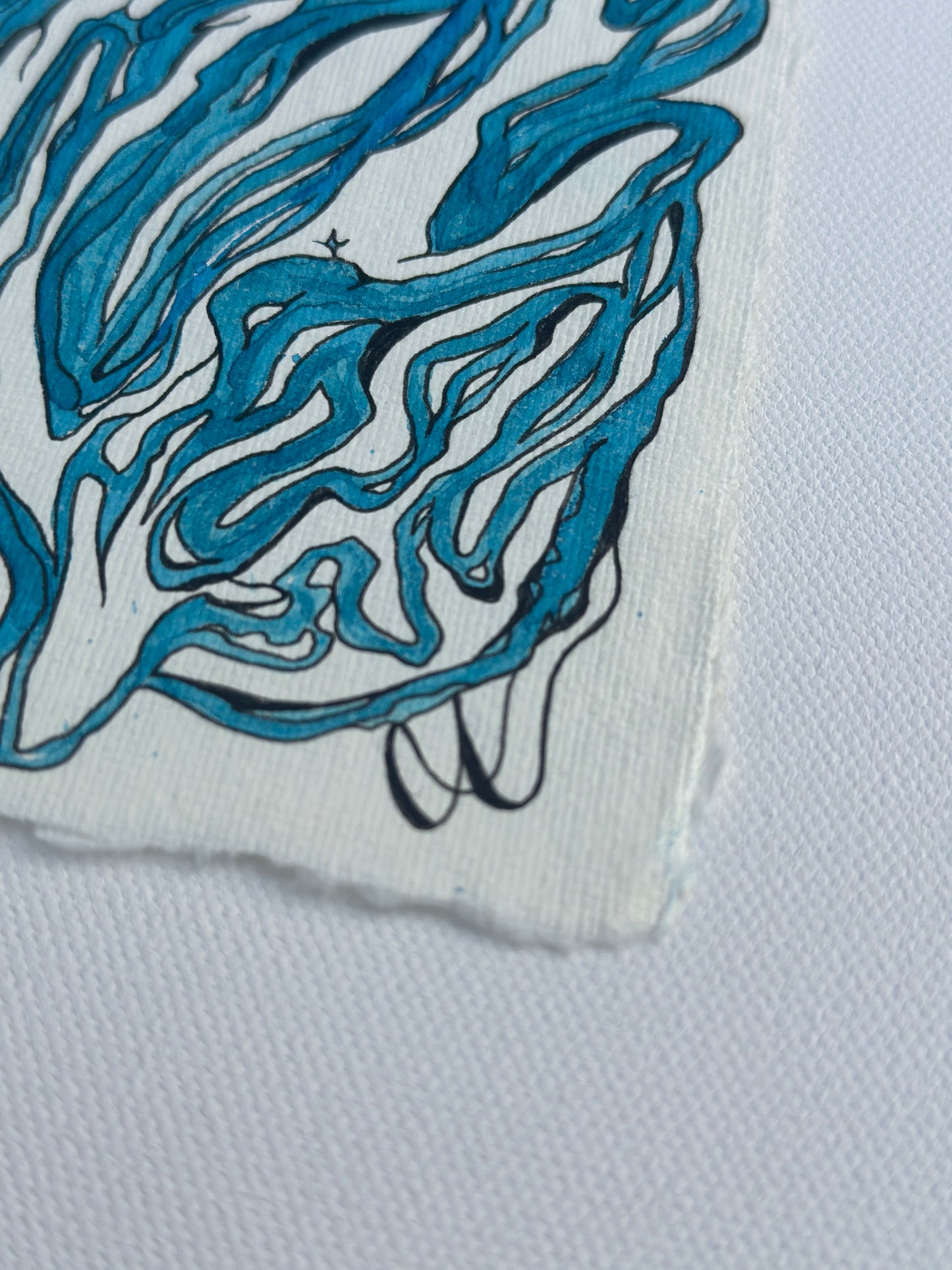 Blue blie - An Original Watercolor on Paper in clear acrylic frame