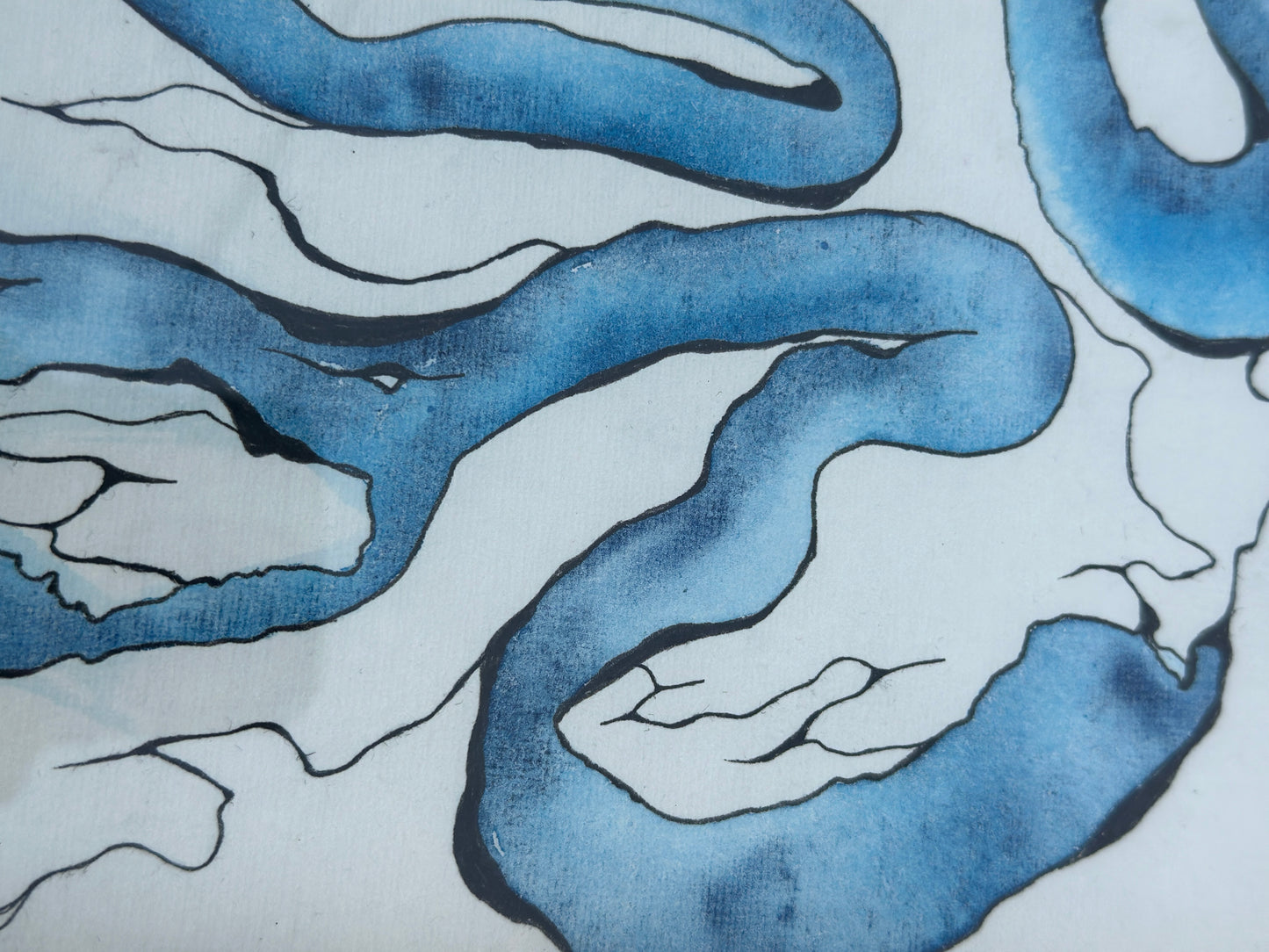 “Eudimonia” -An Original Watercolor on Paper in Gold Frame