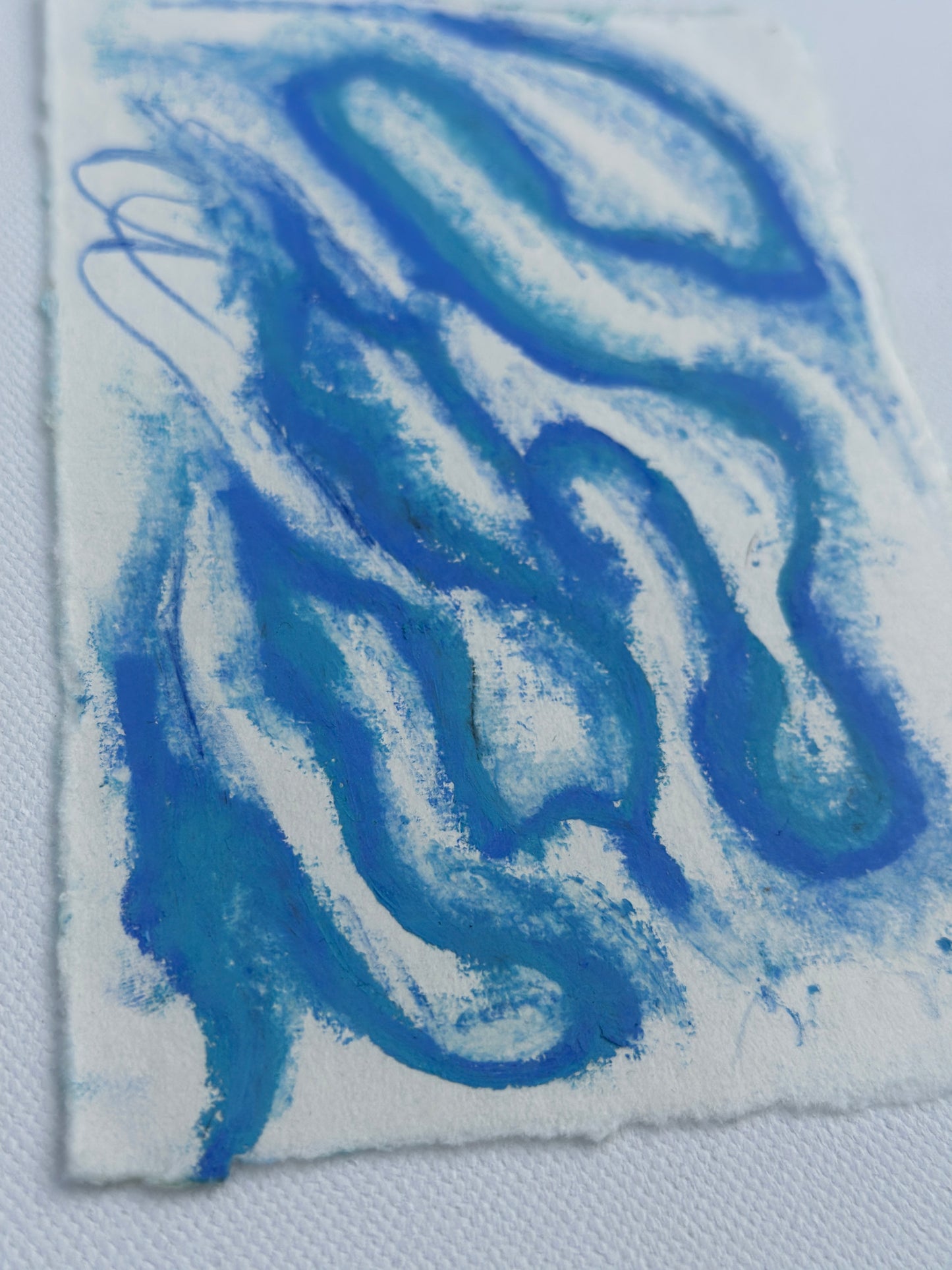 “Blue Mist” - An Original Watercolor & Pastel on Paper in clear acrylic frame