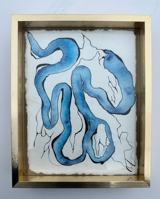“Eudimonia” -An Original Watercolor on Paper in Gold Frame