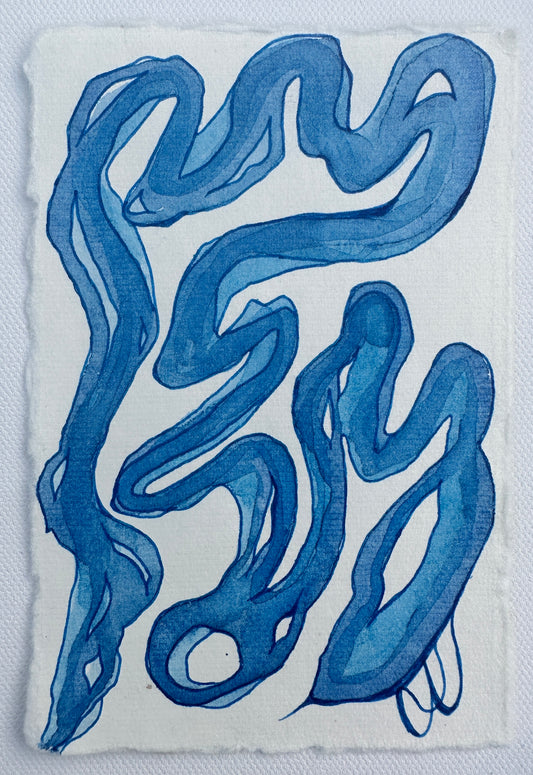 “Blue Whisper” - An Original Watercolor Study on Paper in clear acrylic frame