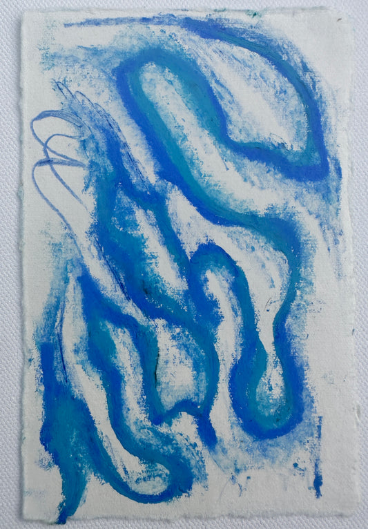 “Blue Mist” - An Original Watercolor & Pastel on Paper in clear acrylic frame
