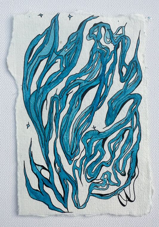Blue blie - An Original Watercolor on Paper in clear acrylic frame