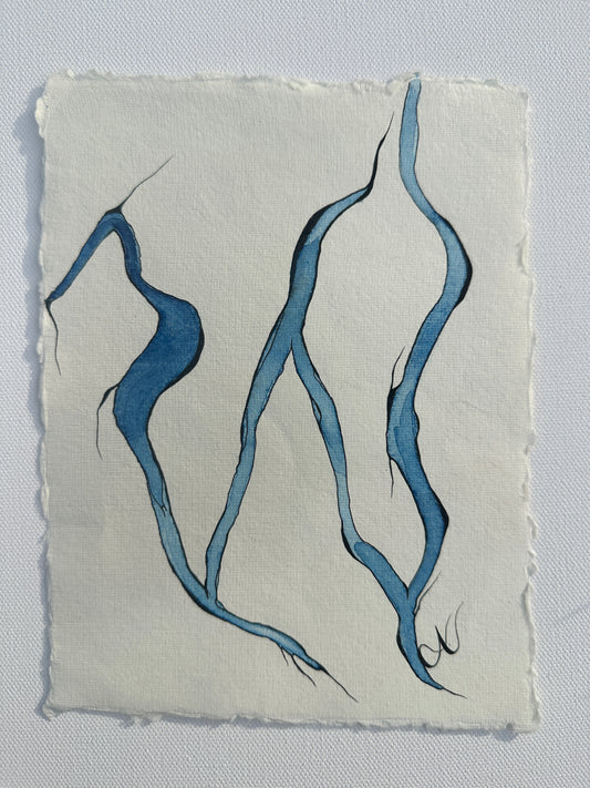 “Eudaimonia” - An Original Watercolor on Paper in custom black frame with museum glass