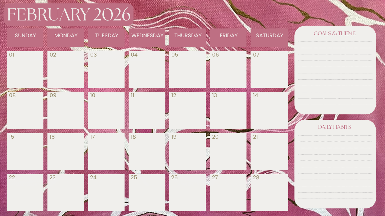 Printable Art Calendar for 2026: Set your intentions & plan for the year ahead
