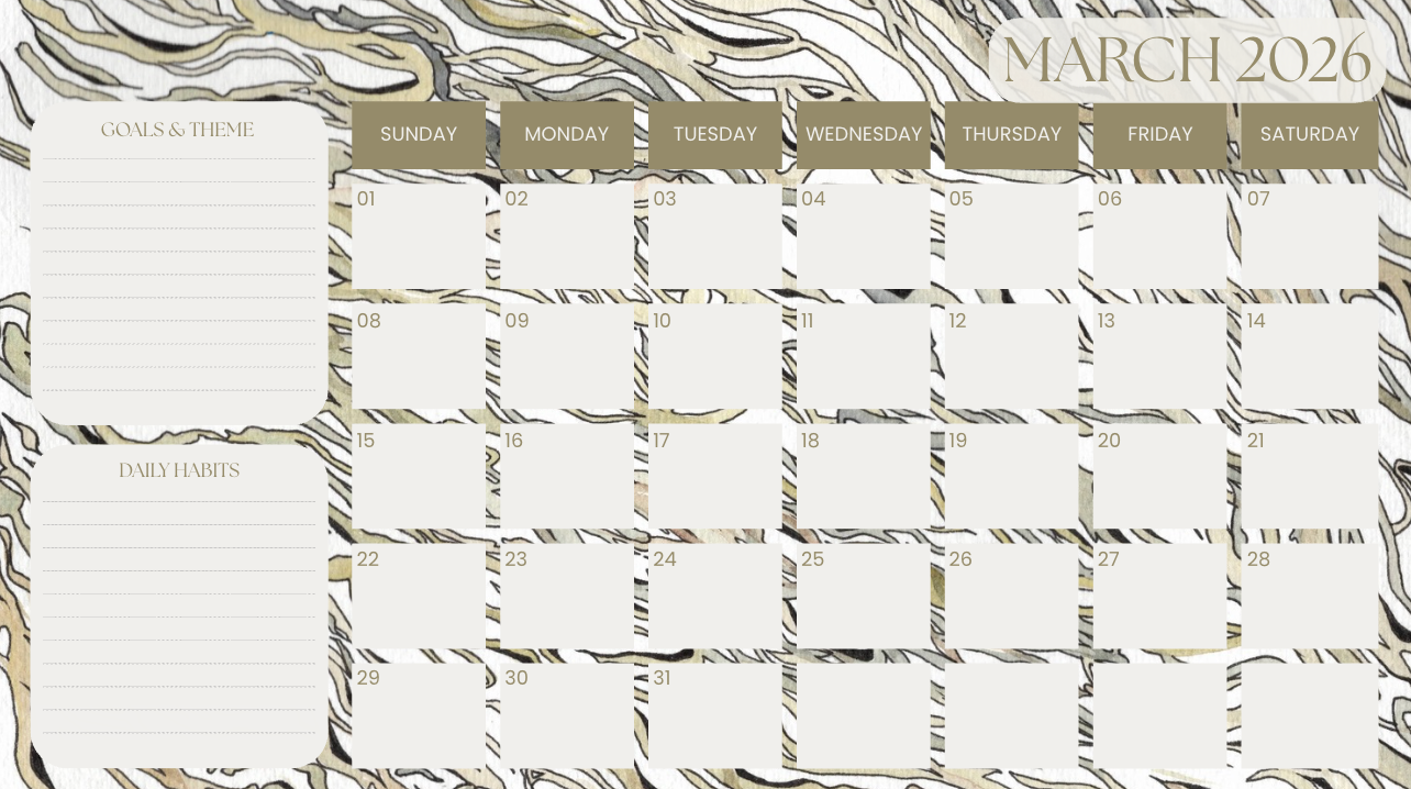 Printable Art Calendar for 2026: Set your intentions & plan for the year ahead